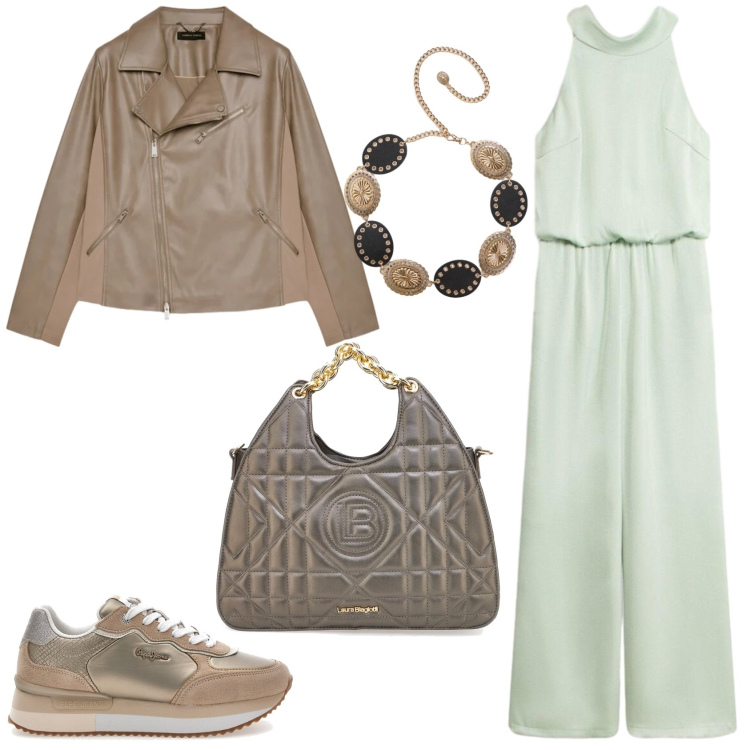Outfit donna - Un tocco di verde menta. Stile Bon Ton per Tutti i giorni. Abbinamento con tute, cinture, blazer, sneakers, borse a mano.