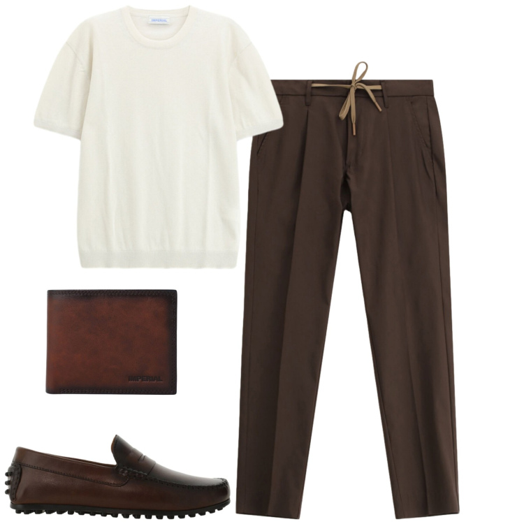 Outfit uomo - Imperial. Stile Urban per Tutti i giorni. Abbinamento con scarpe stringate, pantaloni, t-shirt, portafogli.