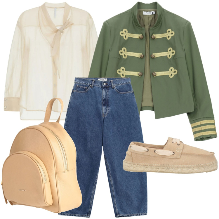 Outfit donna - Comodo trendy. Stile Minimal per Tutti i giorni. Abbinamento con zaini, mocassini, cappotti, jeans, camicie.