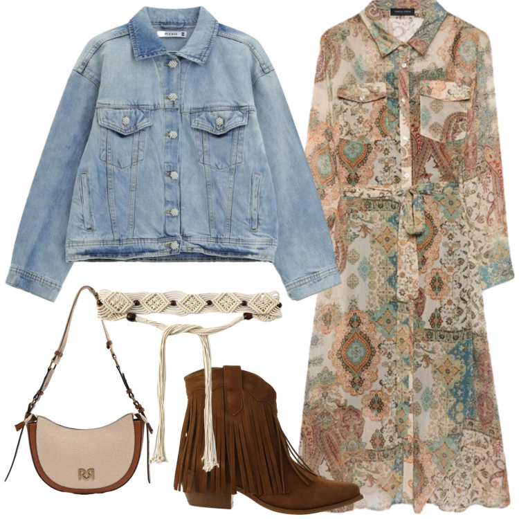Outfit donna - Almost country. Stile 70s per Tutti i giorni. Abbinamento con cinture, stivaletti texani, vestiti chemisier, borse a tracolla, blazer.
