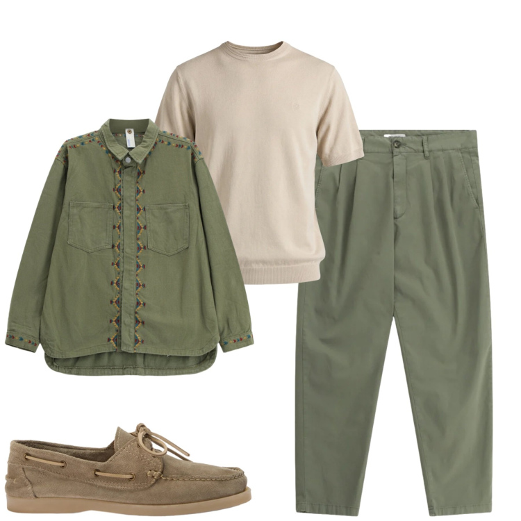 Outfit uomo - Total look #2381420. Stile Casual per Tutti i giorni. Abbinamento con pantaloni, camicie, scarpe stringate, t-shirt.