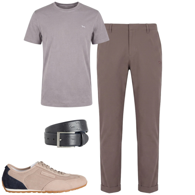 Outfit uomo - City. Stile Urban per Tutti i giorni. Abbinamento con sneakers, cinture, t-shirt, pantaloni.