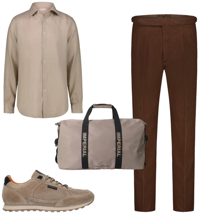 Outfit uomo - City. Stile Urban per Tutti i giorni. Abbinamento con borse sportive, sneakers, pantaloni, camicie.