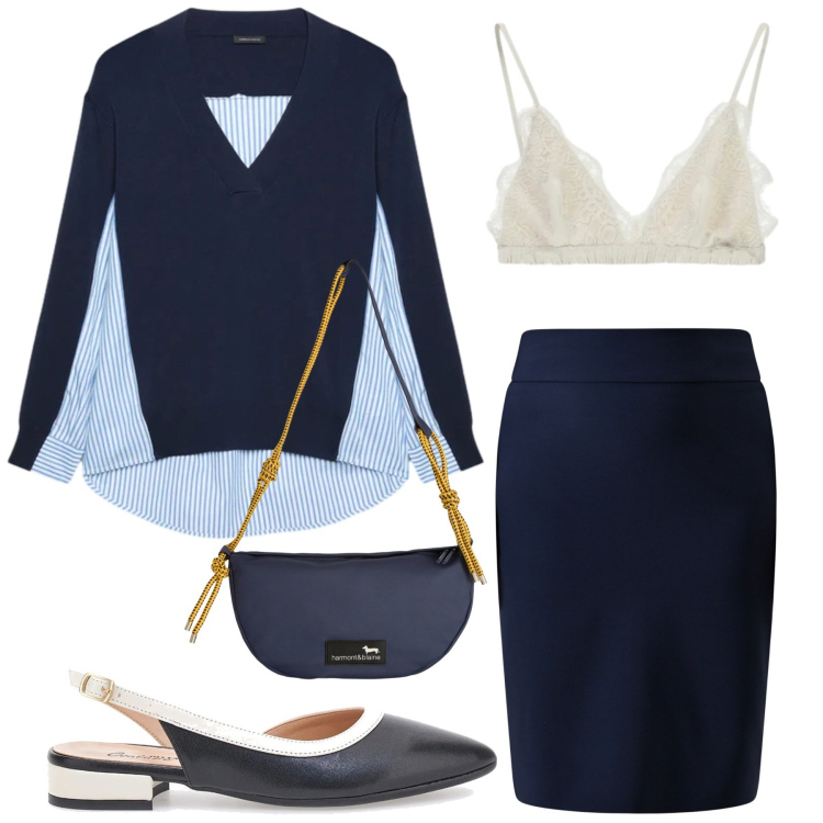 Outfit donna - Total look #2381432. Stile Chic per Serata fuori. Abbinamento con reggiseni, maglieria, gonne, borse a tracolla, ballerine.