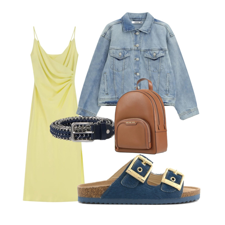 Outfit donna - Inizia bene la giornata. Stile Casual per Tutti i giorni. Abbinamento con zaini, cinture, blazer, vestiti midi/longuette, sandali in pelle.
