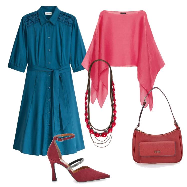 Outfit donna - Total look #2381473. Stile Casual chic per Ufficio. Abbinamento con vestiti chemisier, blazer, collane, décolleté, borse a spalla.