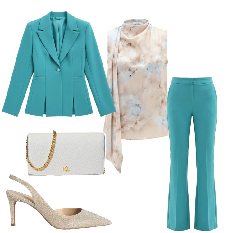 Outfit donna - Total look #2381484. Stile Chic per Cerimonia. Abbinamento con décolleté, canottiere, blazer, pantaloni a palazzo, borse a tracolla.