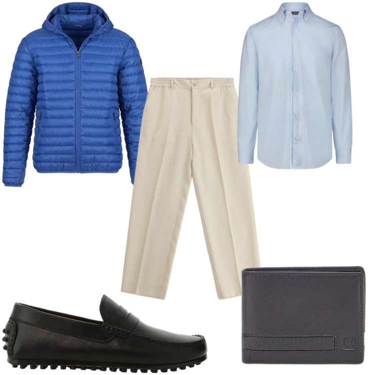 Outfit uomo - Total look #2381510. Stile Casual per Tutti i giorni. Abbinamento con pantaloni, scarpe stringate, piumini, portafogli, camicie.
