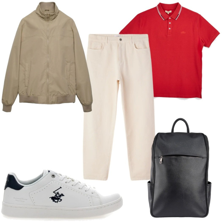 Outfit uomo - Total look #2381520. Stile Casual per Tutti i giorni. Abbinamento con bomber, pantaloni, borse sportive, polo, sneakers.
