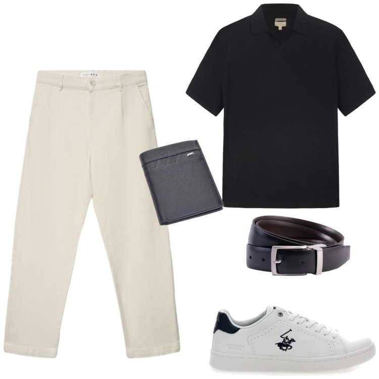 Outfit uomo - Total look #2381522. Stile Casual per Tutti i giorni. Abbinamento con pantaloni chino, portafogli, cinture, polo, sneakers.
