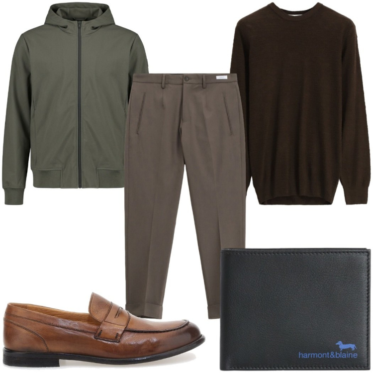 Outfit uomo - Total look #2381529. Stile Casual per Tutti i giorni. Abbinamento con pantaloni, maglieria, portafogli, giacche, scarpe stringate.