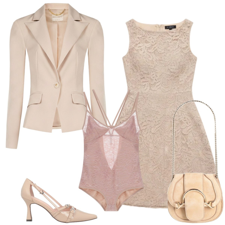 Outfit donna - Cerimonia. Stile Chic per Cerimonia. Abbinamento con marsupi, décolleté, body, vestiti corti, blazer.