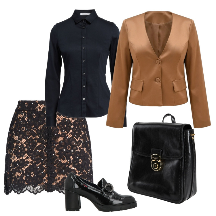 Outfit donna - Total look #2381550. Stile Glamour per Serata fuori. Abbinamento con minigonne, zaini, camicie, mocassini, blazer.