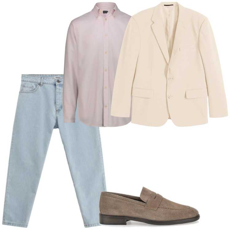 Outfit uomo - Total look #2381555. Stile Casual per Ufficio. Abbinamento con giacche, jeans, scarpe stringate, camicie.
