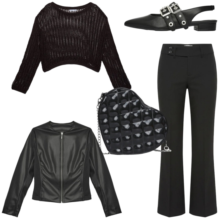 Outfit donna - Trendy. Stile Trendy per Tutti i giorni. Abbinamento con ballerine, giacche, maglieria, borse a tracolla, pantaloni.