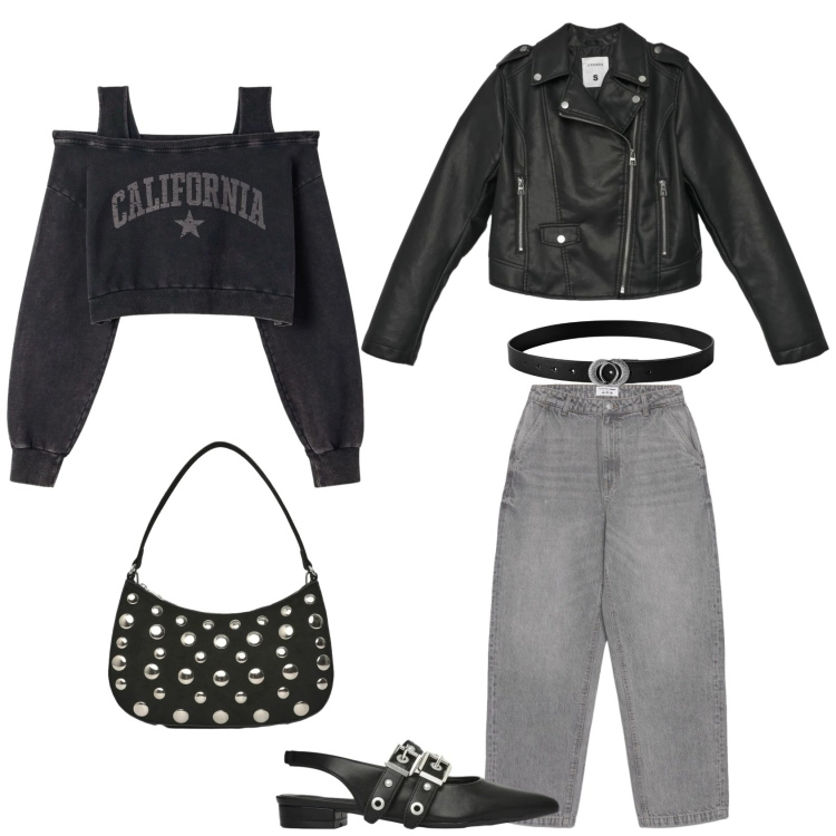 Outfit donna - Rock around the clock. Abbinamento con borse a tracolla, cinture, ballerine, giacche, jeans dritti, felpe.