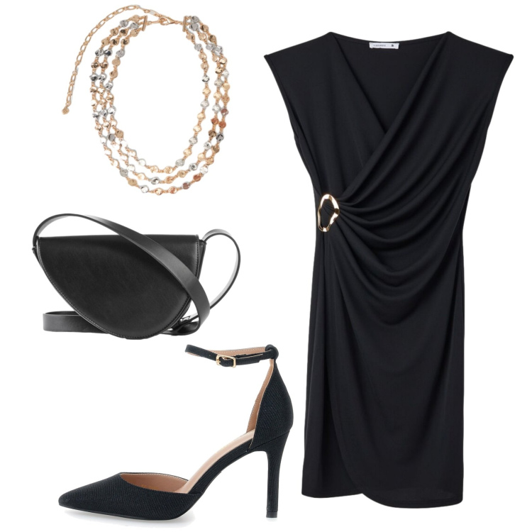 Outfit donna - Total look #2381579. Stile Chic per Serata fuori. Abbinamento con borse a tracolla, vestiti corti, collane, décolleté.