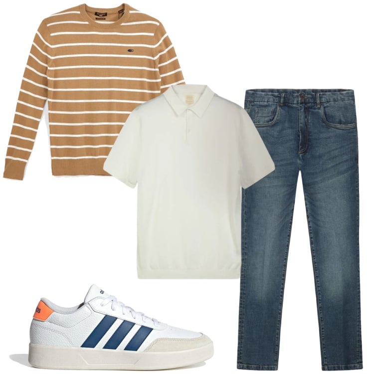 Outfit uomo - Total look #2381621. Stile Casual per Tutti i giorni. Abbinamento con sneakers, pullovers, polo, jeans.