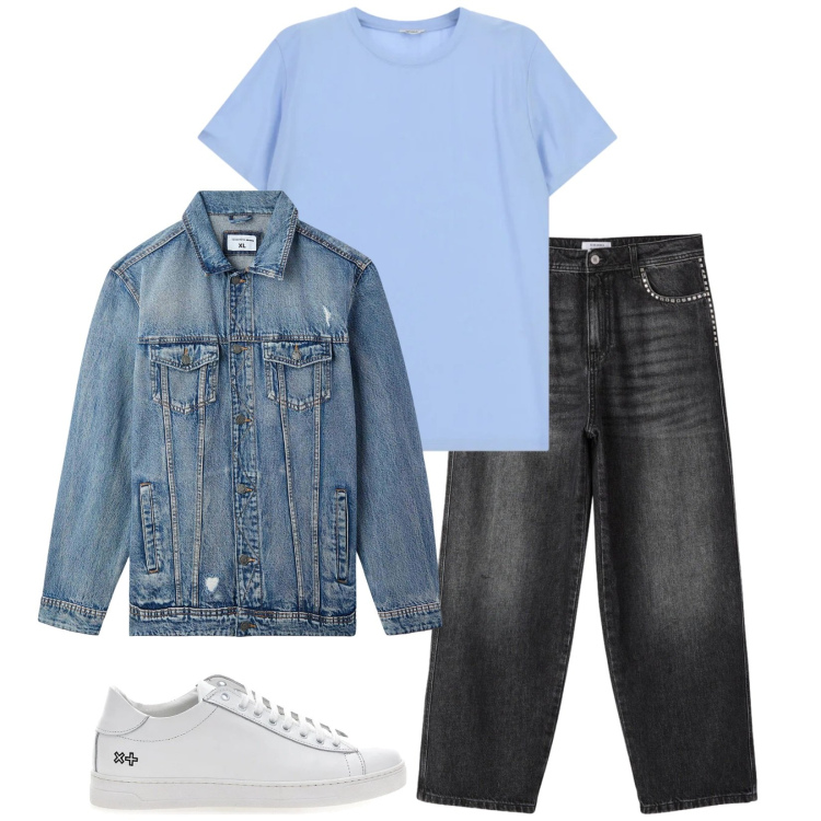 Outfit uomo - Total look #2381622. Stile Casual per Tutti i giorni. Abbinamento con giacche, jeans, t-shirt, sneakers.