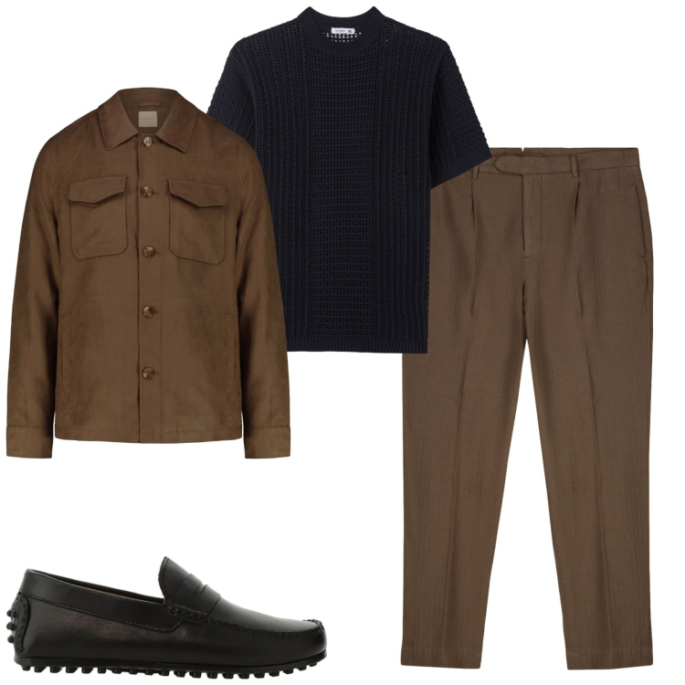 Outfit uomo - City. Stile Trendy per Tutti i giorni. Abbinamento con t-shirt, scarpe stringate, pantaloni, cappotti.