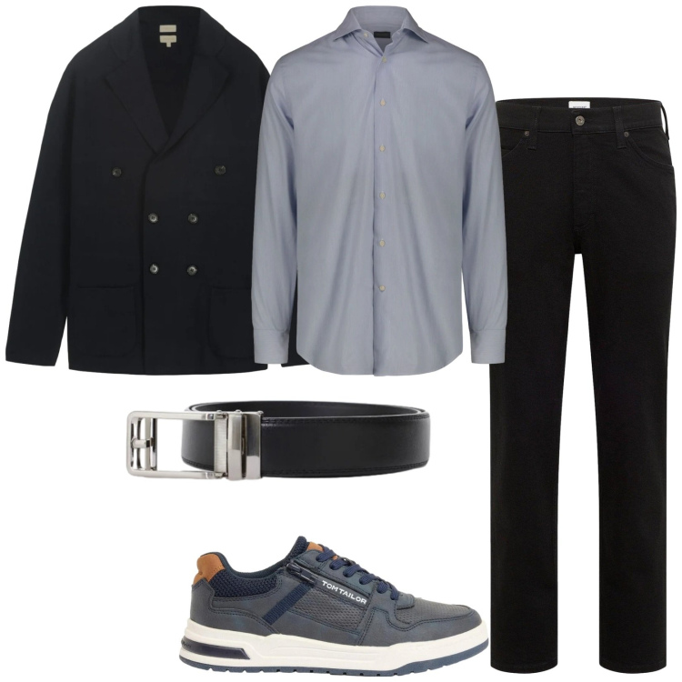 Outfit uomo - Total look #2381657. Stile Casual per Tutti i giorni. Abbinamento con jeans dritti, sneakers, cinture, cardigans, camicie.