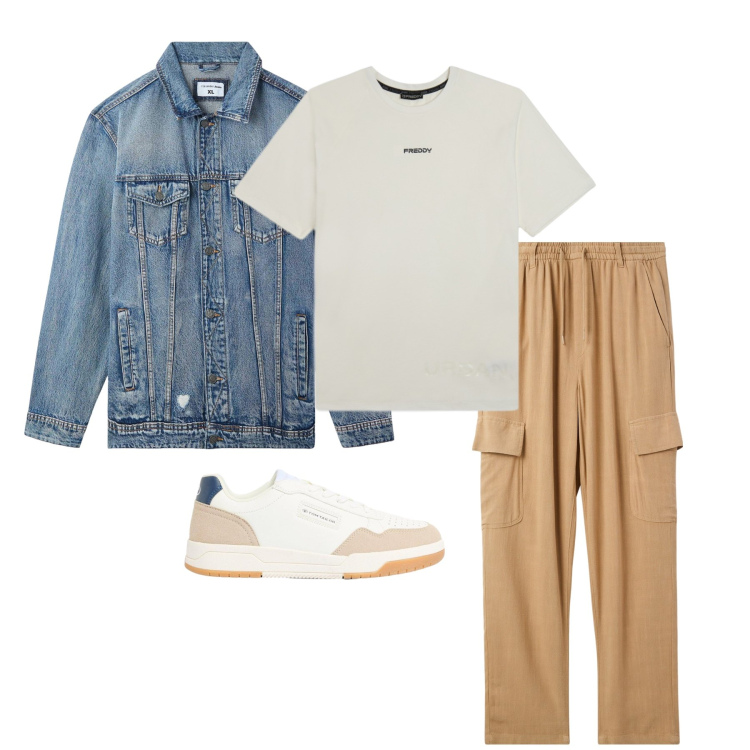 Outfit uomo - Aprile. Stile Casual per Tutti i giorni. Abbinamento con sneakers, giacche, pantaloni cargo, t-shirt.