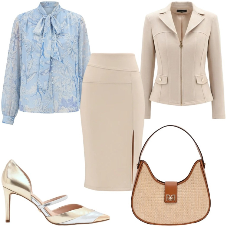 Outfit donna - Tailleur Rinascimento - la cerimonia. Stile Glamour per Cerimonia. Abbinamento con bluse, décolleté, blazer, gonne longuette, borse a spalla.