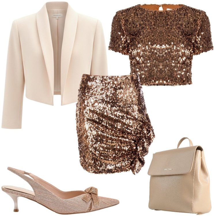 Outfit donna - Tailleur Rinascimento -il mio compleanno. Stile Glamour per Cerimonia. Abbinamento con zaini, décolleté, minigonne, bluse, bolero.