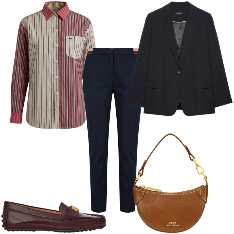 Outfit donna - Effortless, but on point : in ufficio. Stile Minimal per Ufficio. Abbinamento con blazer, camicie, pantaloni chino, borse a tracolla, mocassini.
