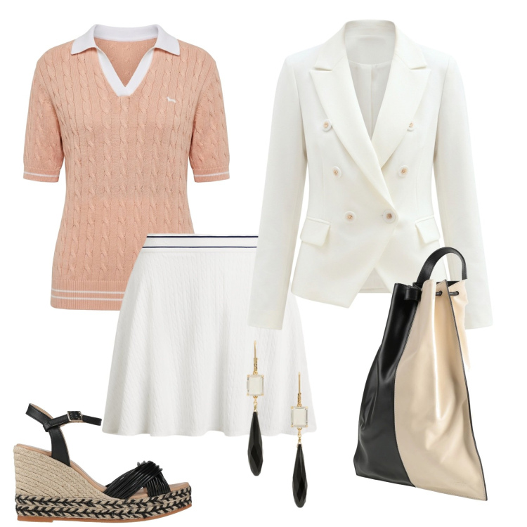 Outfit donna - Total look #2381722. Stile Casual chic per Ufficio. Abbinamento con zaini, espadrillas, blazer, polo, orecchini, minigonne.
