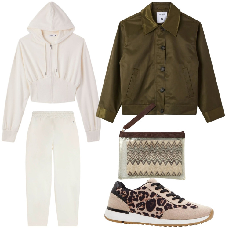 Outfit donna - Minimal pulito. Stile Minimal per Tutti i giorni. Abbinamento con sneakers, felpe con cappuccio, pochette, cappotti, pantaloni.