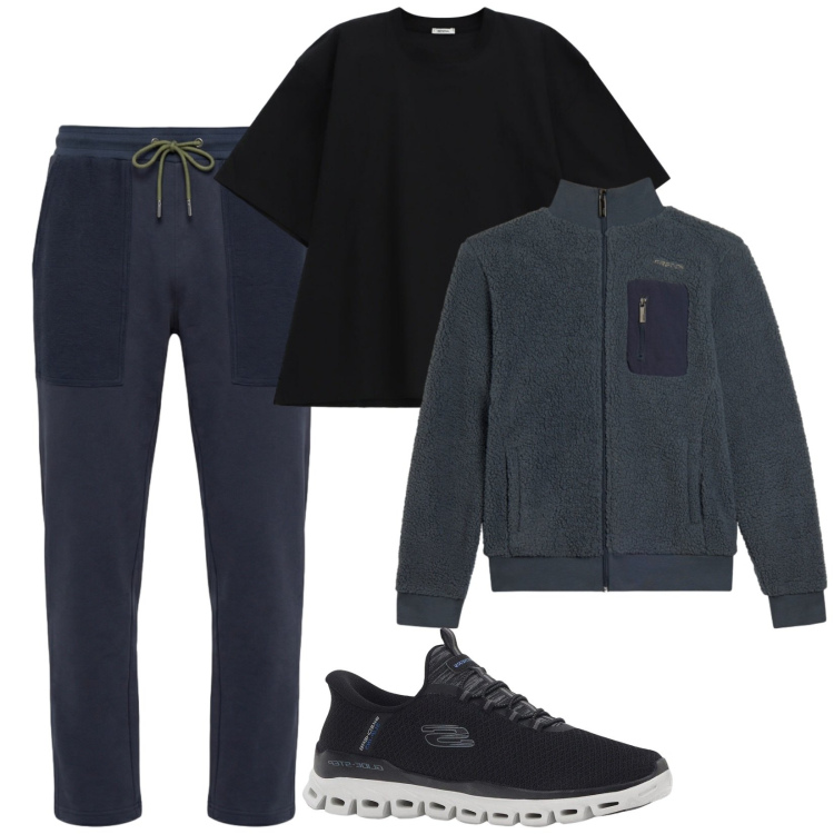 Outfit uomo - Total look #2381742. Stile Casual per Tutti i giorni. Abbinamento con sneakers, t-shirt, pantaloni, felpe.