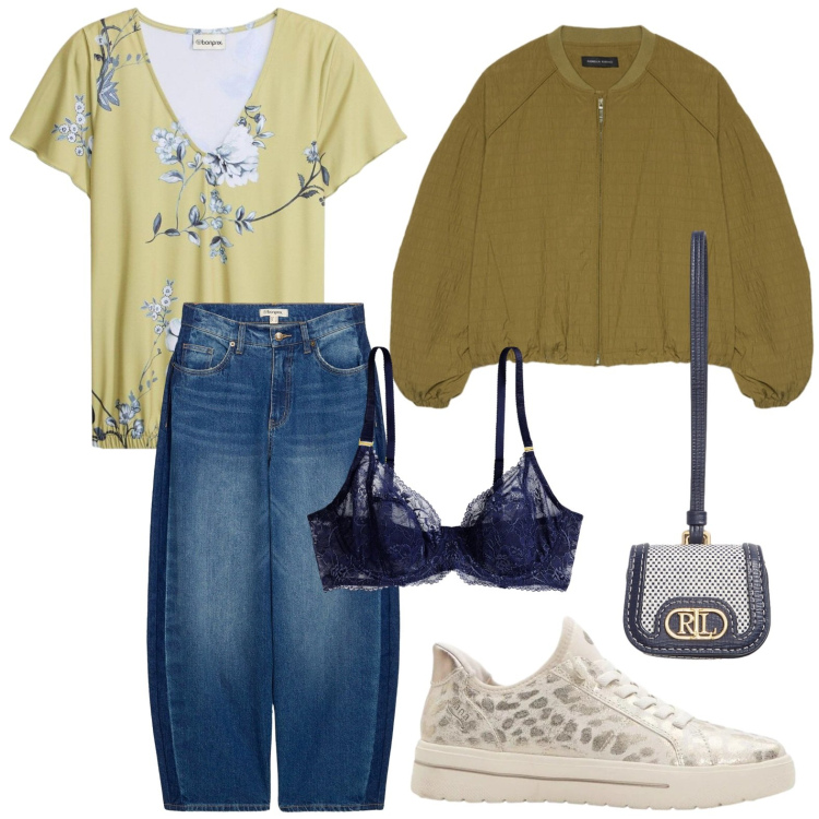 Outfit donna - Sneakers comfy. Stile Casual per Tutti i giorni. Abbinamento con jeans, t-shirt, sneakers, blazer, reggiseni, pochette.