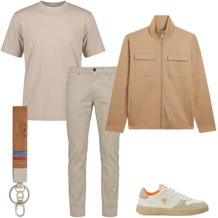 Outfit uomo - Basic style. Stile Casual per Tutti i giorni. Abbinamento con portachiavi, t-shirt, pantaloni, sneakers, felpe.