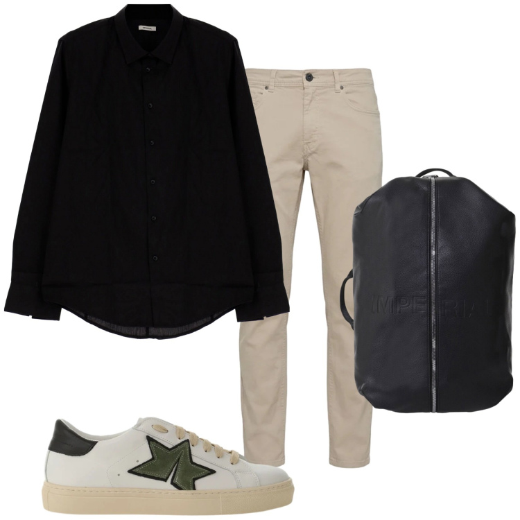Outfit uomo - Total look #2381763. Stile Casual per Tutti i giorni. Abbinamento con borse sportive, camicie, sneakers, pantaloni.