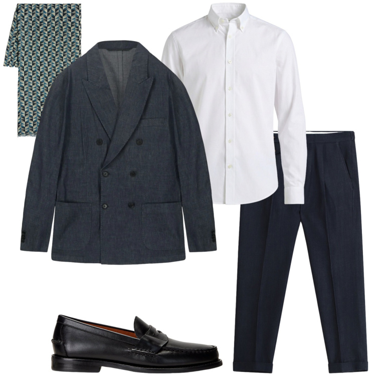 Outfit uomo - Cerimonia informale. Stile Business/Elegante per Cerimonia. Abbinamento con sciarpe, camicie, pantaloni, scarpe stringate, giacche.