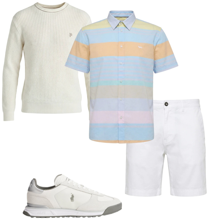 Outfit uomo - Voglia di estate!. Stile Casual per Mare. Abbinamento con camicie a manica corta, maglieria, bermuda, sneakers.