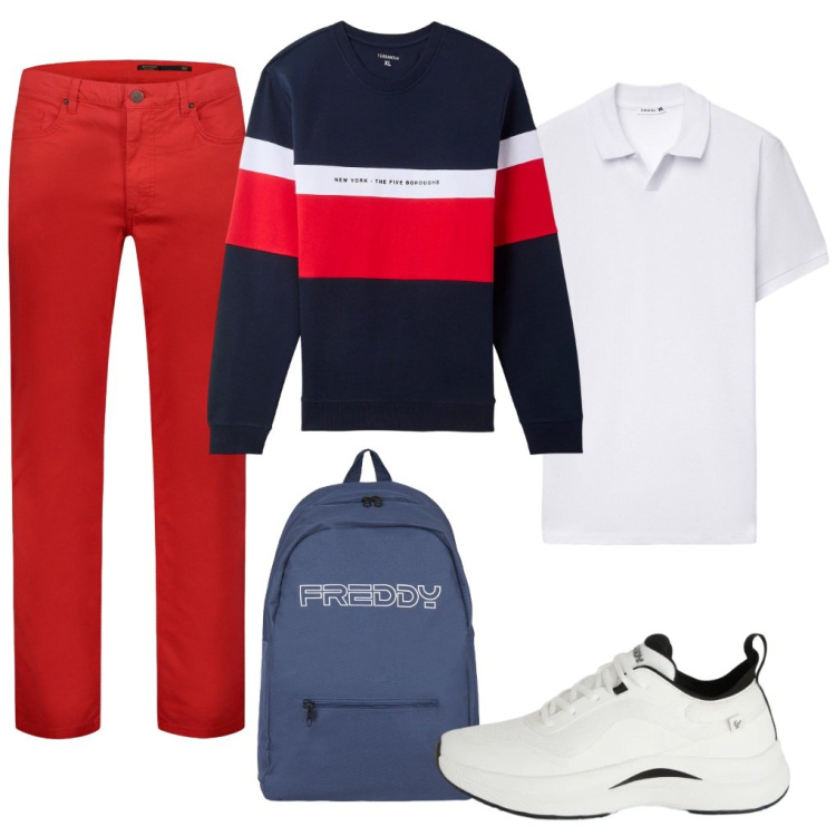 Outfit uomo - #a.lezione. Stile Urban per Tutti i giorni. Abbinamento con sneakers, borse sportive, pantaloni, felpe con cappuccio, polo.