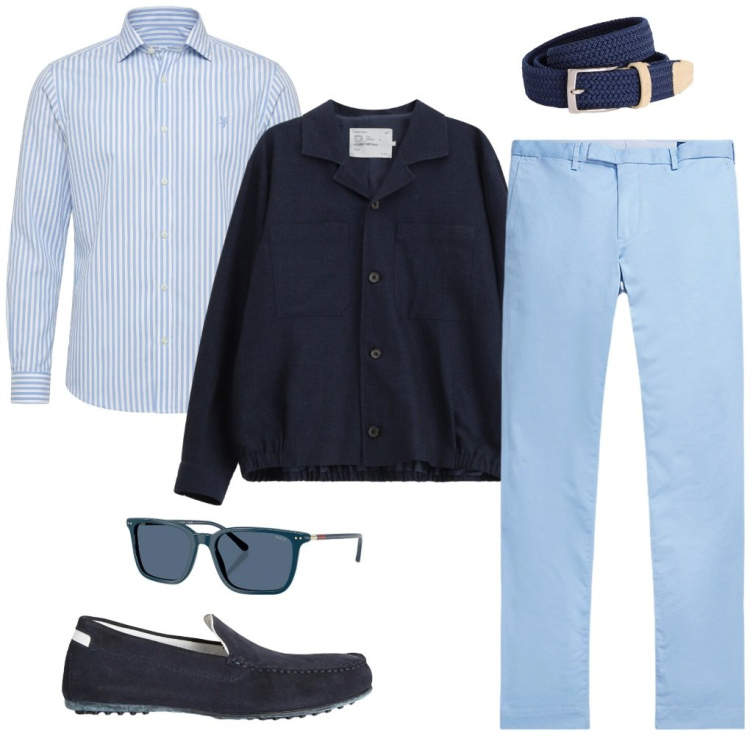 Outfit uomo - #in.banca. Stile Urban per Tutti i giorni. Abbinamento con cappotti, scarpe stringate, cinture, camicie, pantaloni, occhiali da sole.
