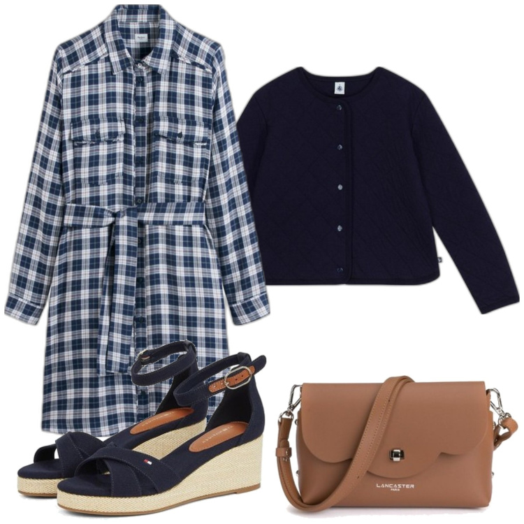 Outfit mujer - Basic #1620. Estilo Basic para Todos los días. Combinación con sandalias de tacón, vestidos camiseros, cárdigans, bolsos mensajero.