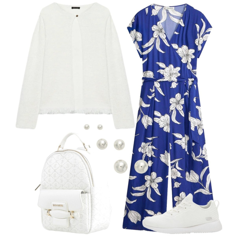 Outfit donna - Gita fuori porta. Stile Casual per Tutti i giorni. Abbinamento con zaini, sneakers, tute, cardigans, orecchini.