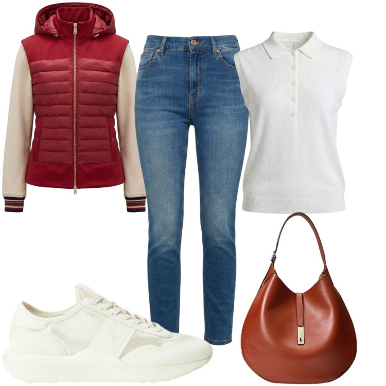 Outfit donna - Sorbetto Mood-Harmont & Blaine: in rosso. Stile Trendy per Tutti i giorni. Abbinamento con polo, piumini, jeans, borse a spalla, sneakers.