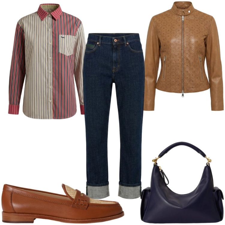 Outfit donna - Sorbetto Mood-Harmont & Blaine : casual. Stile Casual per Tutti i giorni. Abbinamento con giacche, camicie, jeans dritti, borse a spalla, mocassini.