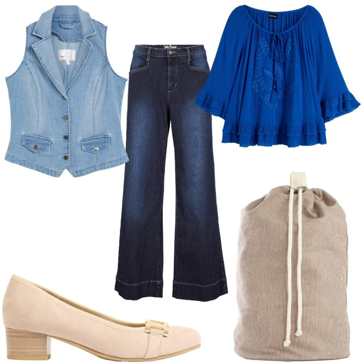 Outfit donna - bonprix - Cool Spring: boho. Stile Boho per Tutti i giorni. Abbinamento con jeans, tuniche, gilet, zaini, décolleté.