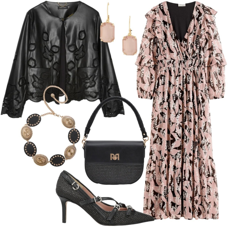 Outfit donna - Total look #2381898. Stile Casual chic per Serata fuori. Abbinamento con décolleté, vestiti, cinture, borse a spalla, blazer, orecchini.