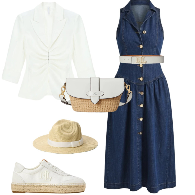 Outfit donna - Casual chic ogni giorno. Stile Casual chic per Tutti i giorni. Abbinamento con blazer, vestiti chemisier, borse a spalla, cinture, sneakers, cappelli.