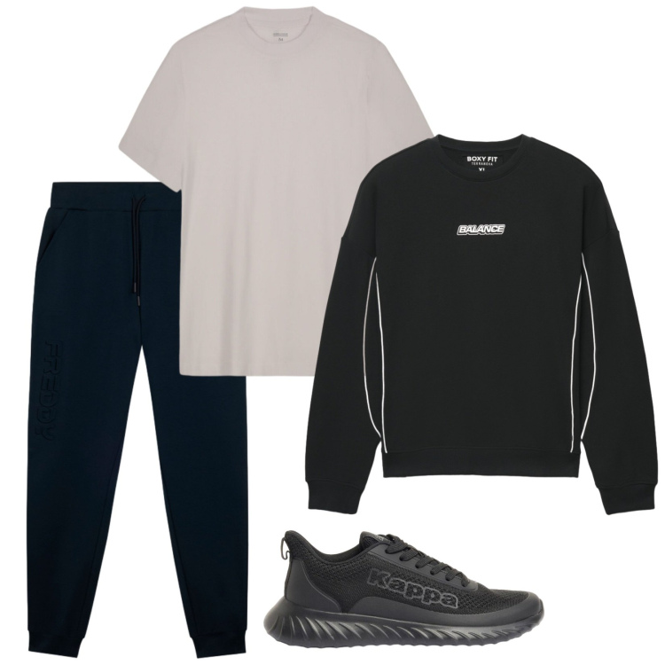 Outfit uomo - Simple. Stile Casual per Tutti i giorni. Abbinamento con sneakers, felpe, pantaloni, t-shirt.