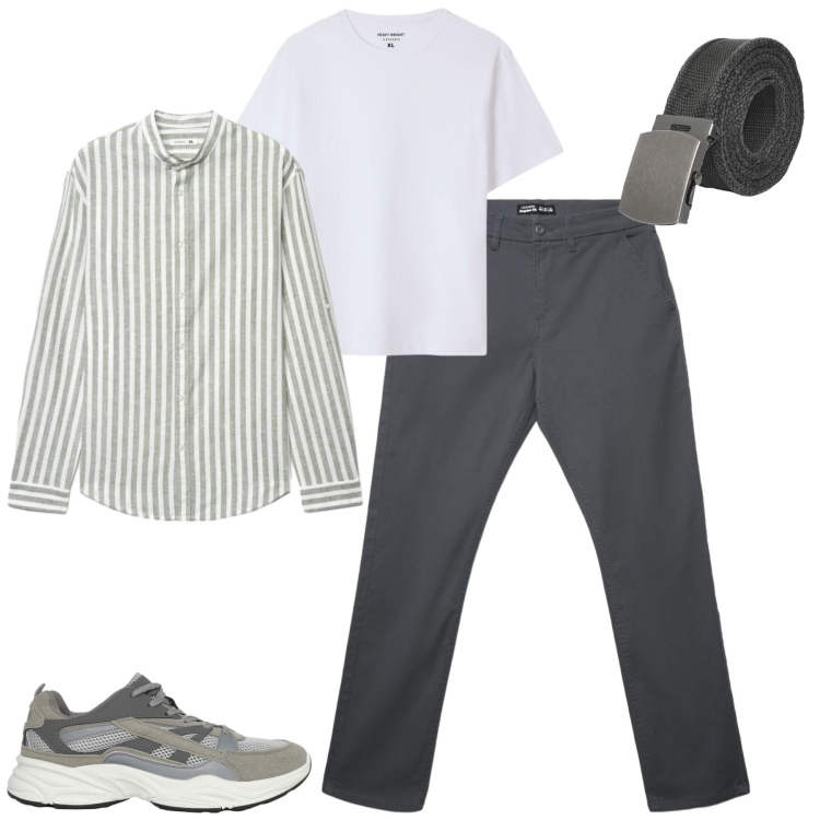 Outfit uomo - Aprile. Stile Urban per Tutti i giorni. Abbinamento con sneakers, cinture, pantaloni chino, camicie, t-shirt.