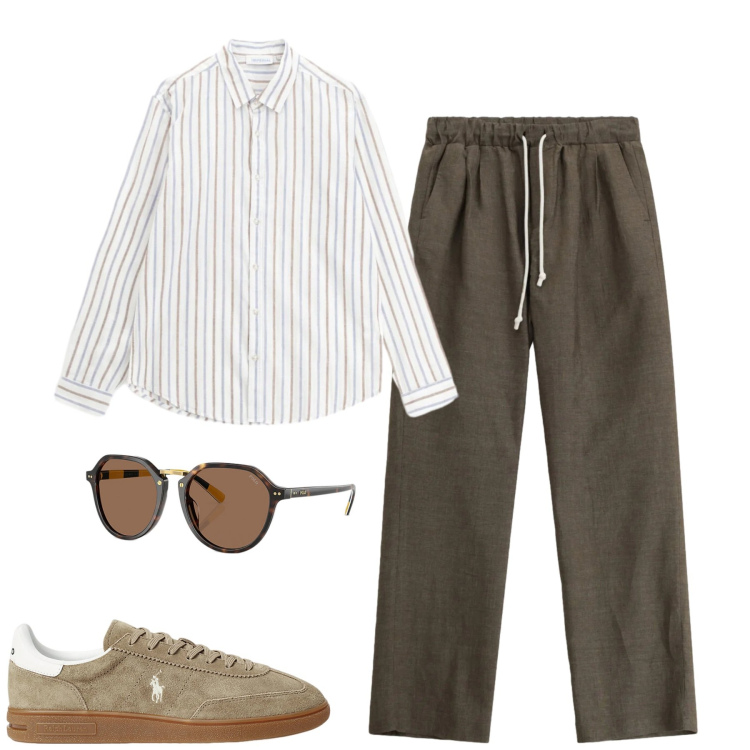 Outfit uomo - City. Stile Trendy per Tutti i giorni. Abbinamento con pantaloni, camicie, occhiali da sole, sneakers.