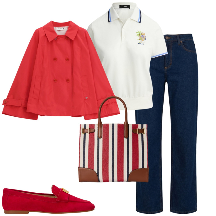 Outfit donna - Marinaire. Stile Casual chic per Tutti i giorni. Abbinamento con giacche, jeans, mocassini, borse tote, polo.